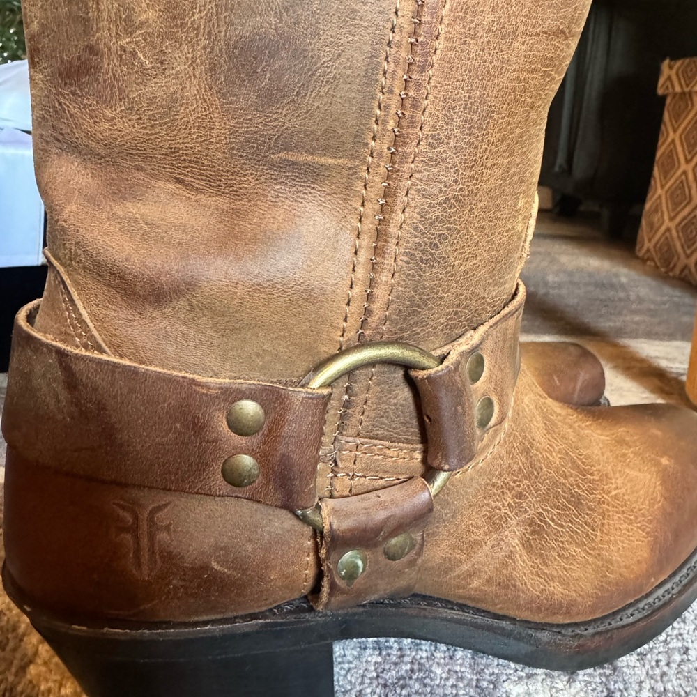 Frye Women’s Leather Harness Tall Boots in Smoke (Brown) | USA Made 🇺🇸 - Picture 6 of 16